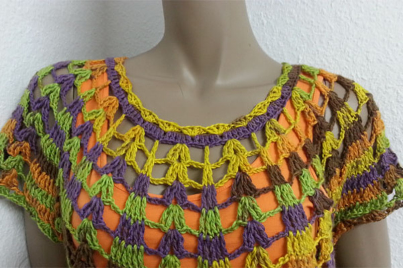 Häkelanleitung Shirt mit Schößchen Größe 36 bis 46