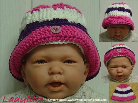 Baby-Hütchen Ladylike für Ku 38 cm - 40 cm gehäkelt