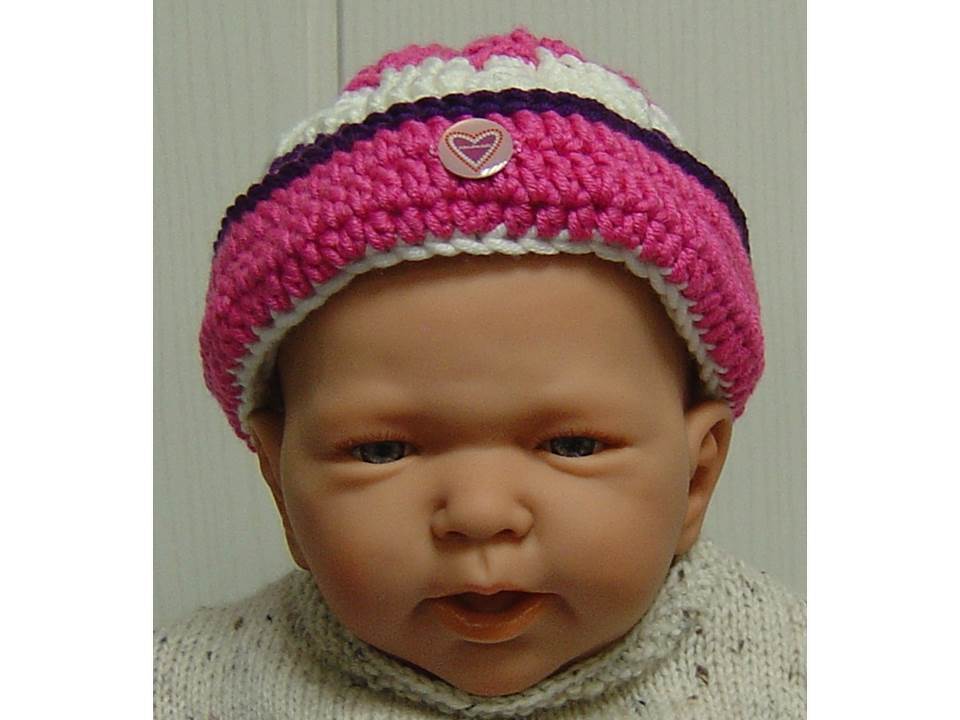 Baby-Hütchen Ladylike für Ku 38 cm - 40 cm gehäkelt - Bild 7