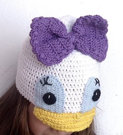 New Handmade Disney Daisy Duck inspired  crochet Hat in All Sizes 