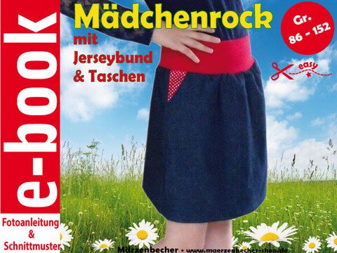 Mädchenrock mit Jerseybund & Taschen