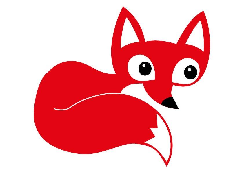 Stilisierter roter Fuchs, sitzend, als Applikationsvorlage
