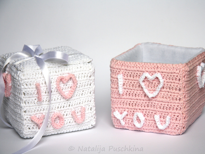 'I Love You' - Geschenk- oder Aufbewahrungsbox, H&auml;kelanleitung