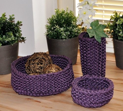 Strickanleitung mit Häkelelementen für Vase und Schalen/Körbe | Homeware *Violette*