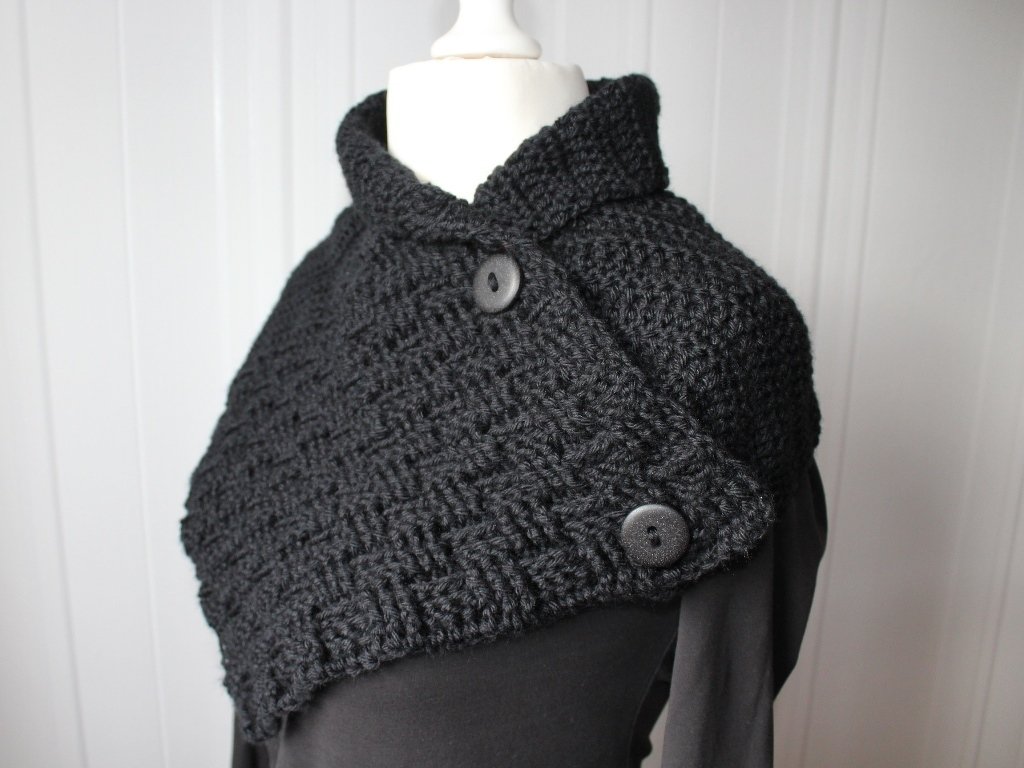 crochet pattern shawl collar "basket pattern" - Image 6