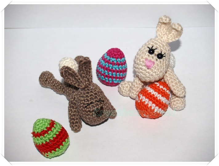 Osterhase mit bunten Eiern - Häkelanleitung /PDF