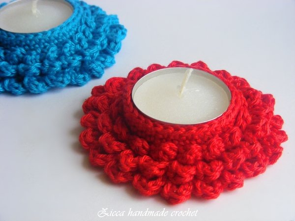 Crochet candle coasters, tealight holder