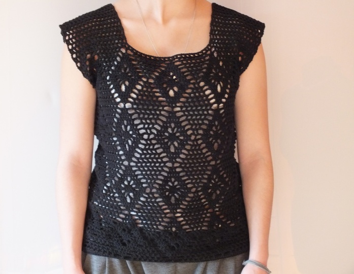 Häkelanleitung Top Netzshirt Größe 36/38, 42/44, 48/50, 54/56 Saphiskeija