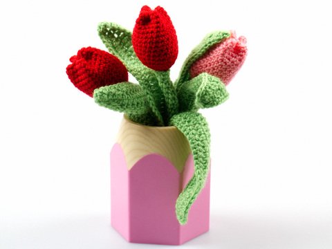 Amigurumi Bouquet of Tulips Crochet Pattern Flowers DIY