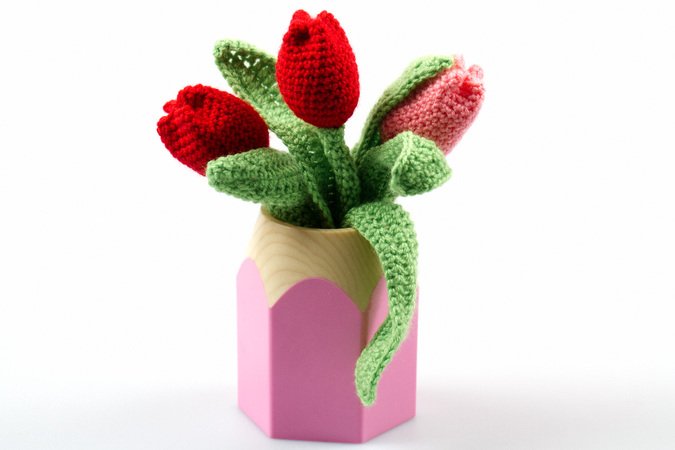 Amigurumi Bouquet of Tulips Crochet Pattern Flowers DIY