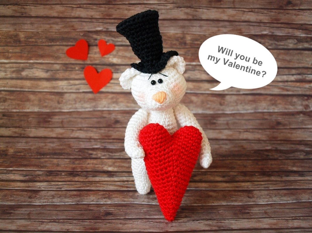 Häkelanleitung Eisbär mit Herz