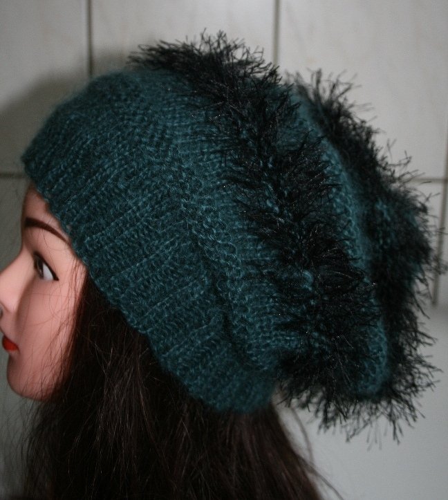 Strickanleitung grüne Streifenmütze Beanie