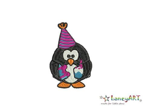Stickdatei "Pinguin Happy Birthday" Pes Format (Deco, Brother, Babylock)