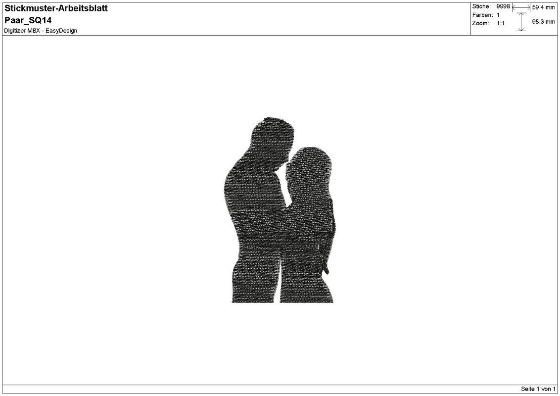 Stickdatei "Paar / Valentinstag/ Love" Pes Format (Deco, Brother, Babylock) - Bild 2