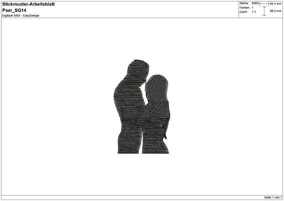 Stickdatei "Paar / Valentinstag/ Love" Pes Format (Deco, Brother, Babylock) - Bild 2