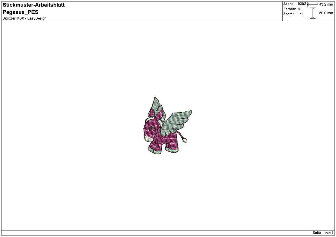 Stickdatei "Pegasus" Pes Format (Deco, Brother, Babylock) - Bild 2