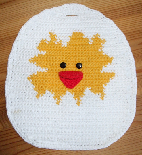 Häkelanleitung für 2 Osterküken als Topflappen * Küken im Ei und Küken aus dem Ei *