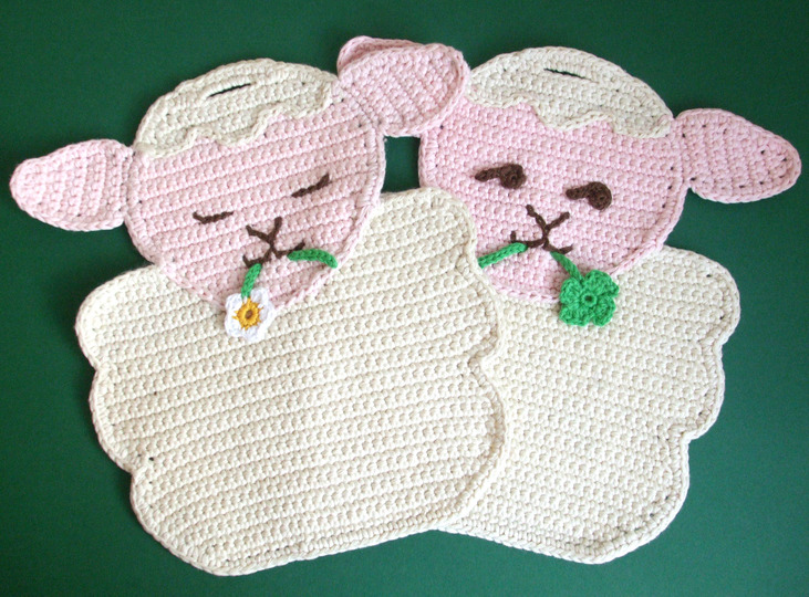 Nicht nur als Osterdekoration schön! Richtig süß - Lamm / Schaf als Topflappen - 