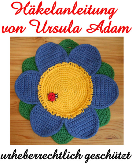 Topflappen häkeln - Blatt und Blüte mit Marienkäfer - Häkelanleitung 