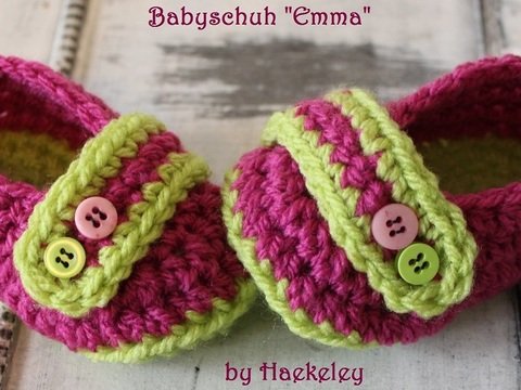 Gehäkelter Babyschuh "Emma" für Babys von 0 - 3 Monaten