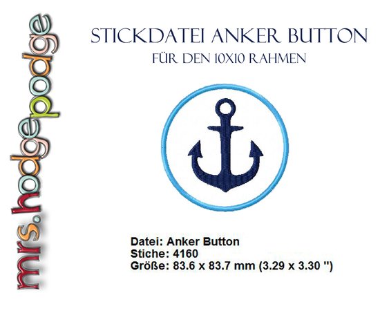 Stickdatei Anker Button