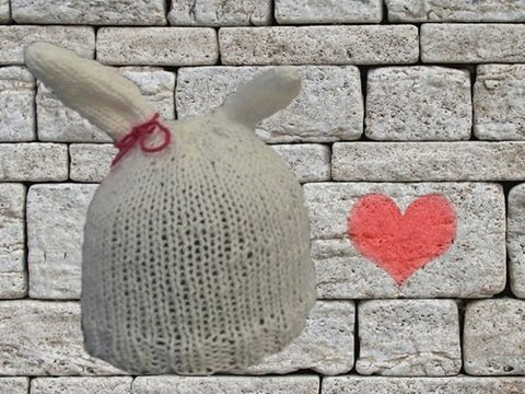 Strickanleitung Babymütze, Ostermütze, Osterhasenmütze- Tragbar bis 6 Monate