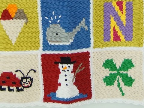 Granny Square Häkelanleitung - Motiv Eistüte - für Babydecke