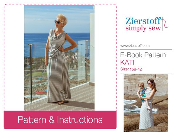 KATIs waterfall neckline dress / shirt pattern – pattern & E-Book, sizes 158 – women´s 42 / Kids M – women´s M/L
