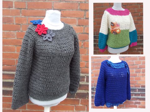 Häkelpullover, gehäkeltes Pulloverkleid, unisex, LFHP01