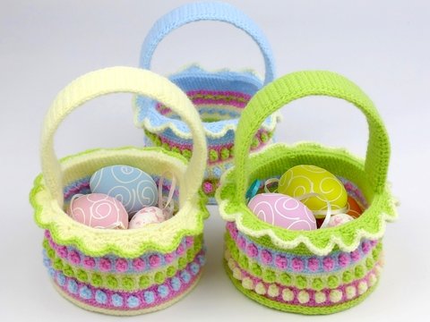 Häkelanleitung Kleines rundes Körbchen mit stabilem Boden + Henkel