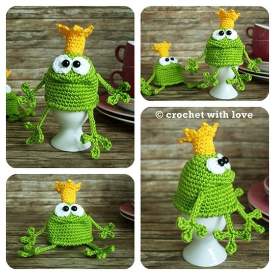 Crochet Pattern Egg Warmer Frog King - PDF english
