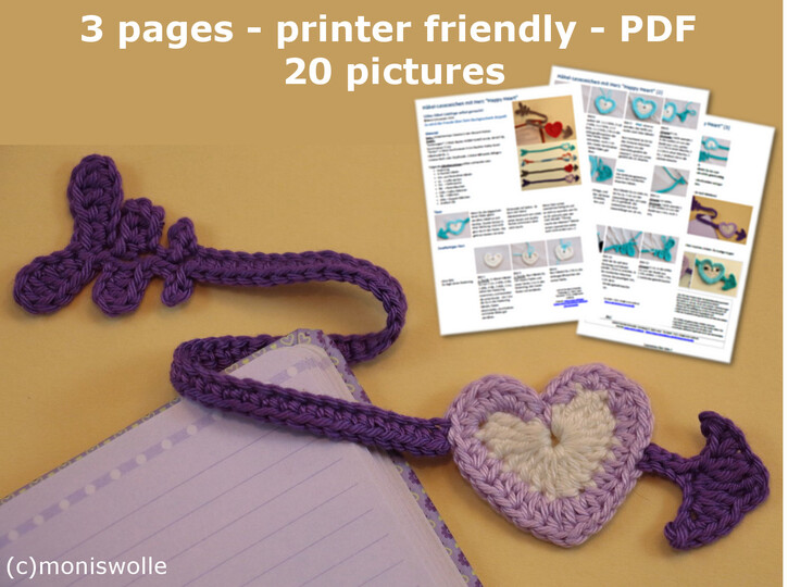 Crochet-Bookmark with heart "Cupid's Arrow"