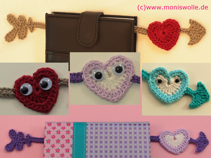Crochet-Bookmark with heart "Cupid's Arrow"
