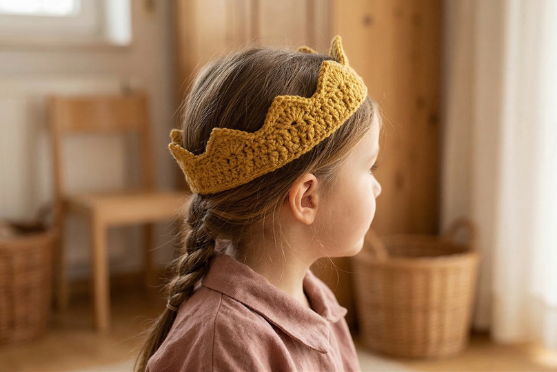 Häkelanleitung Krone „Königskind“ – Geburtstagskrone für Kinder und Puppen