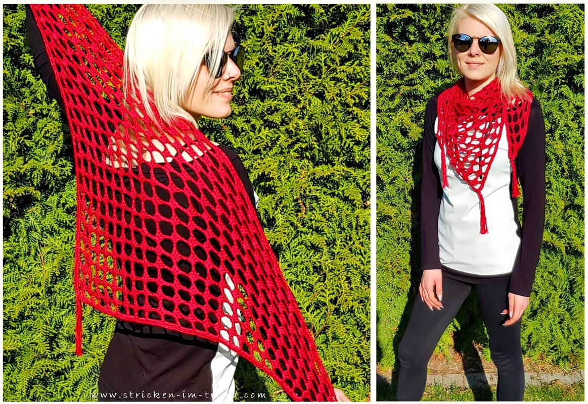 Häkelanleitung für Dreieckstuch mit Fransen | 3-Eckstuch #Pearl