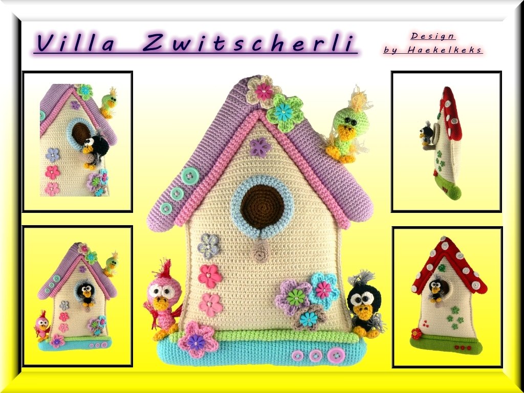 Door hanger birdhouse "Villa Zwitscherli" -- crochet pattern by Haekelkeks -- english version - Image 2