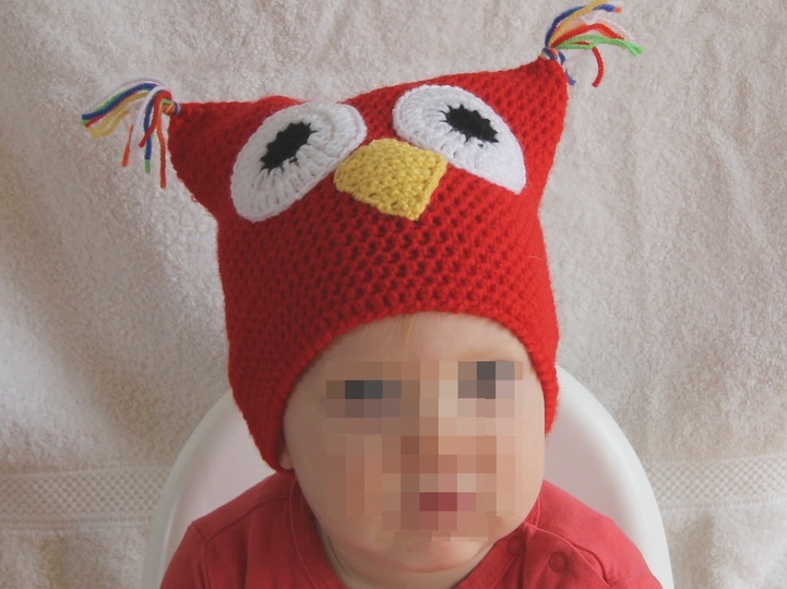 Teebeutel-Mütze "Eule" Eulenmütze Mütze Teebeutelmütze häkeln gehäkelt