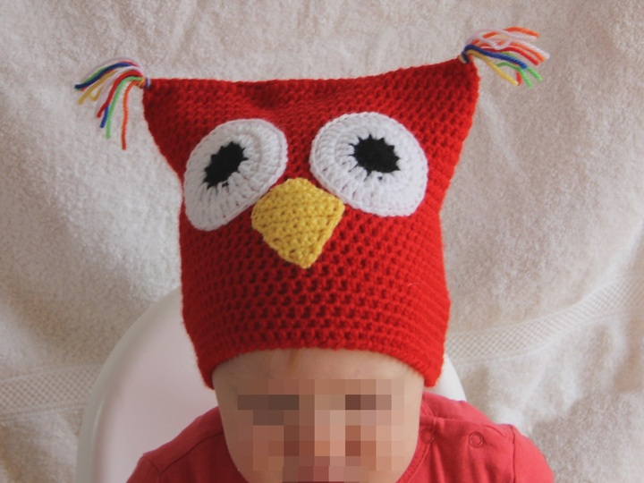 Teebeutel-Mütze "Eule" Eulenmütze Mütze Teebeutelmütze häkeln gehäkelt