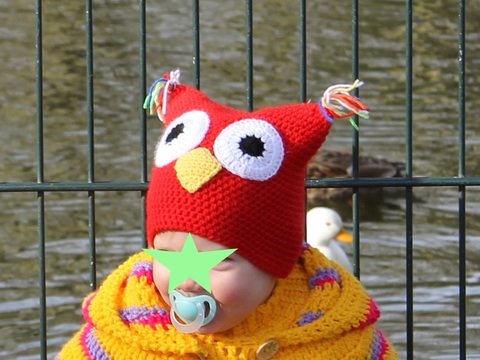 Teebeutel-Mütze "Eule" Eulenmütze Mütze Teebeutelmütze häkeln gehäkelt