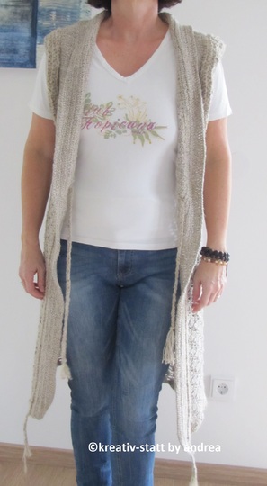 Long Sleeveless Cardigan, Ajour, Size S-M-L-XL, Crochet Pattern