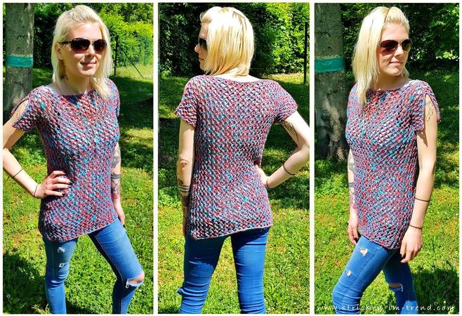Knitting Pattern for a tunic / top in mesh in all sizes | Tunic ROSE