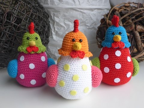 Häkelanleitung Hertha,das bunte Huhn