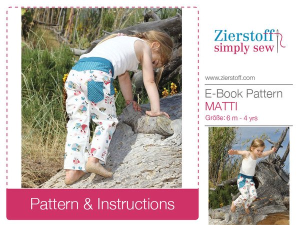 MATTIs trouser pattern, sizes 62-104 (6 mo. – 4/5 yrs.) – several lengths possible