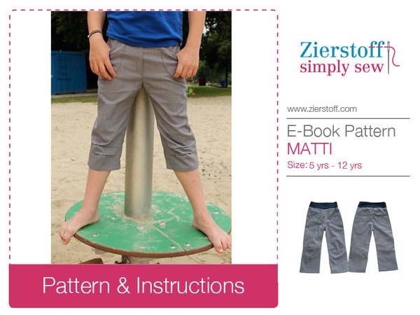 MATTIs trouser pattern, sizes 110-152 (5-12 yrs.) – several lengths possible