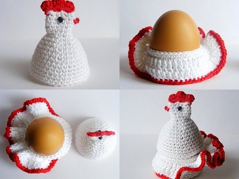 Häkelanleitung – Henne Eierwärmer , Eierbecher