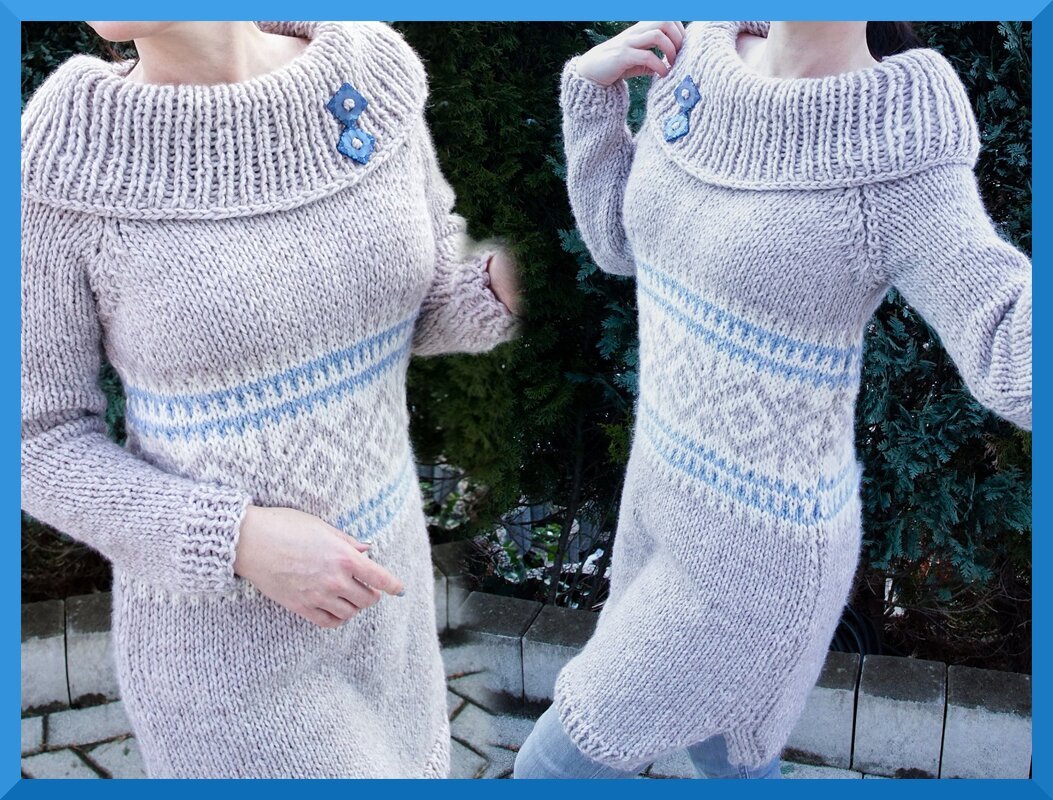 Kleid stricken - Longpullover - Strickanleitung - Gr. 36/38