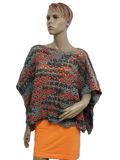 Häkelanleitung Poncho Überwurf unisize
