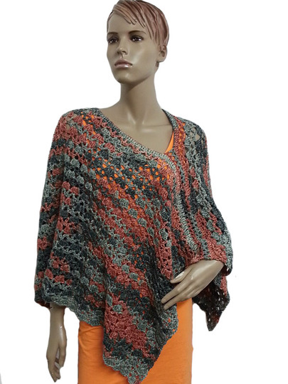 Häkelanleitung Poncho Überwurf unisize