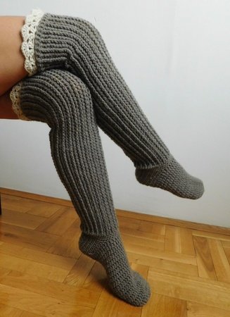Over the knee socks, crochet knee high socks