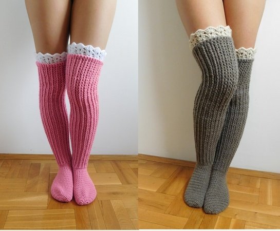 KNEE SOCKS in Six Sizes for the Whole Family/ Crochet Pattern INSTRUCTIONS ONLY 